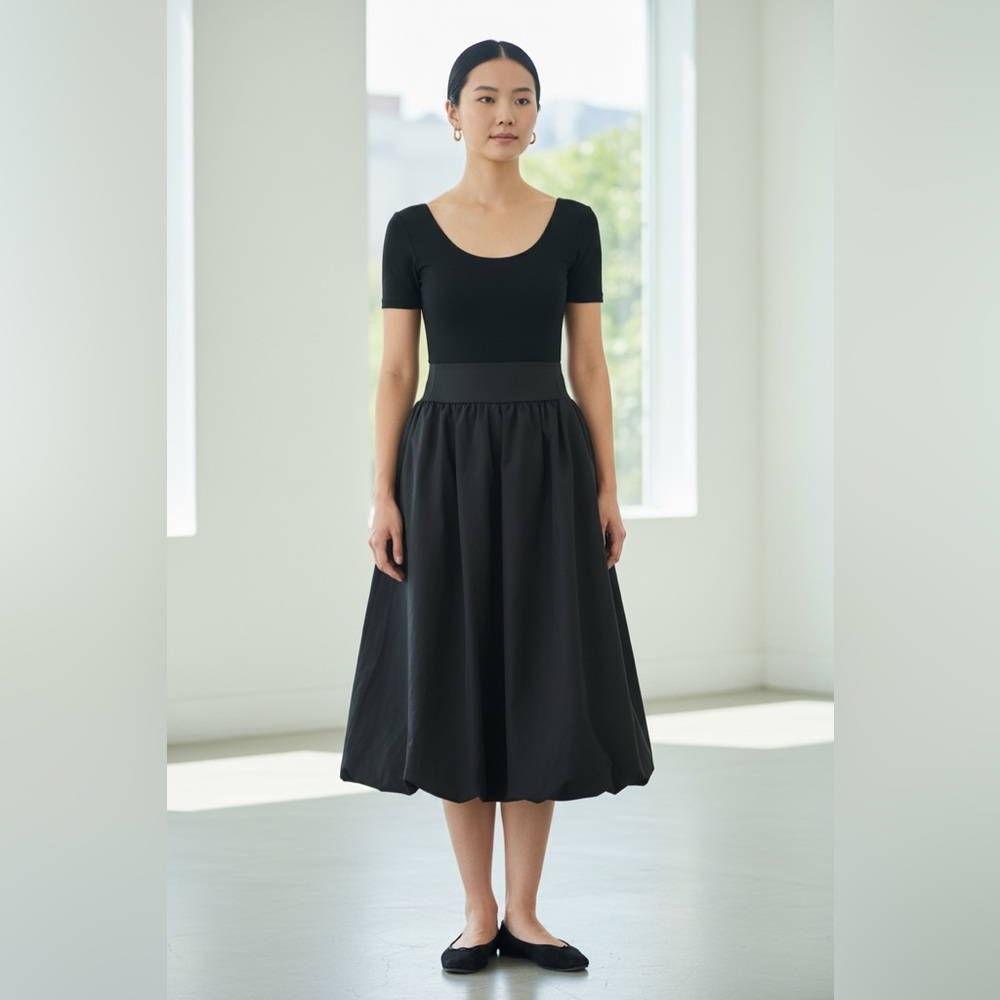Women’s Black Maxi Skirt with Asymmetrical Hem & Side Pockets – NWOT | Med